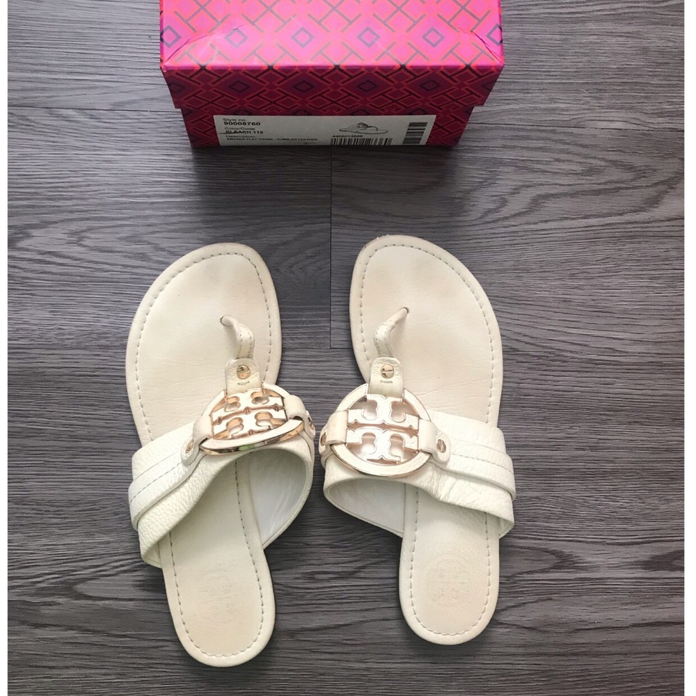 Tory Burch Amanda White Tumbled Miller Sandals